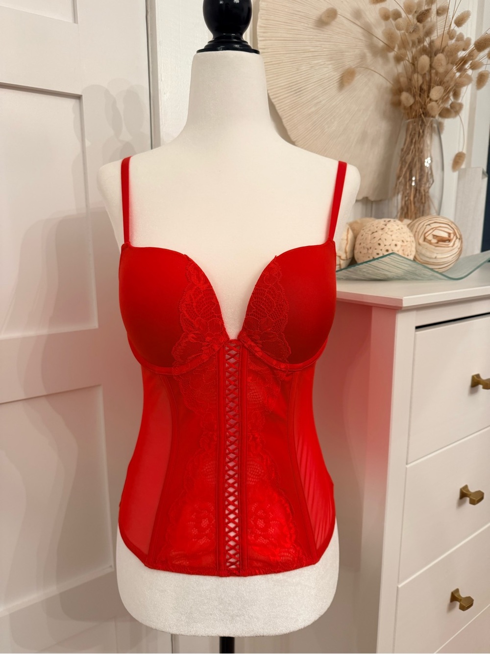 La SENZA Red Lace Bustier Corset